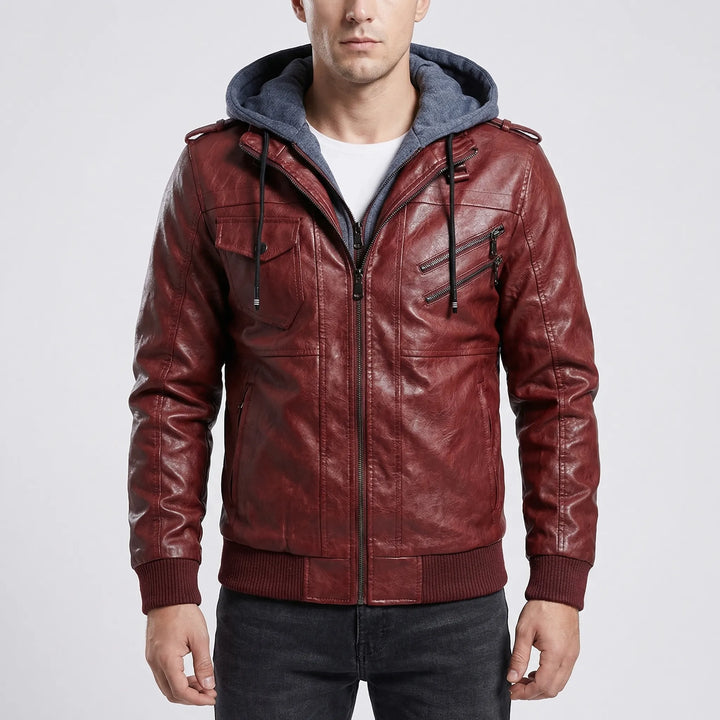 Veltronn - Hooded Bomber Jacket With Zip Closure
