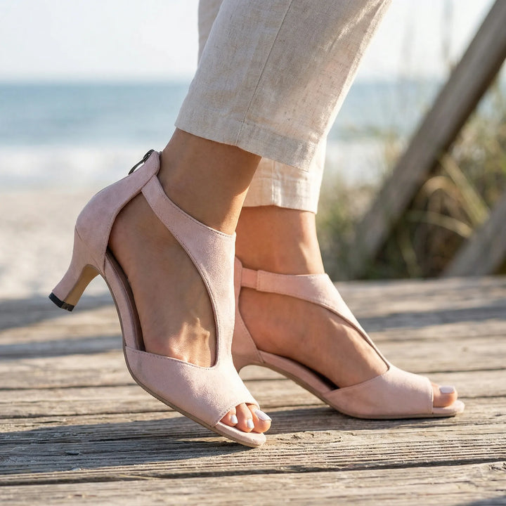 Velupra - Peep-Toe Block Heel Sandal