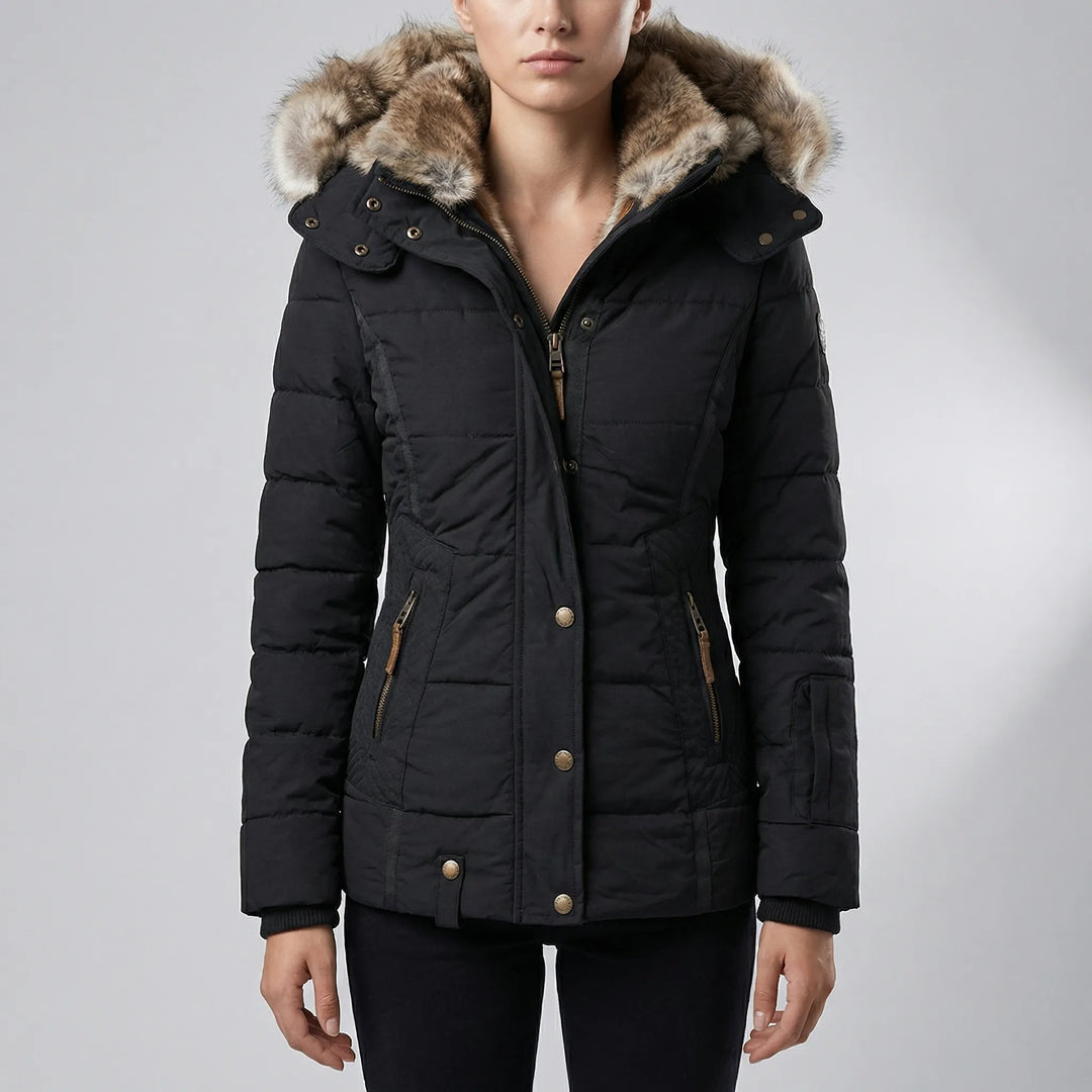 Velurna - Slim Fit Quilted Hooded Parka