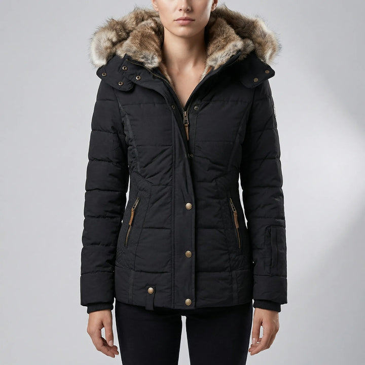 Velurna - Slim Fit Quilted Hooded Parka
