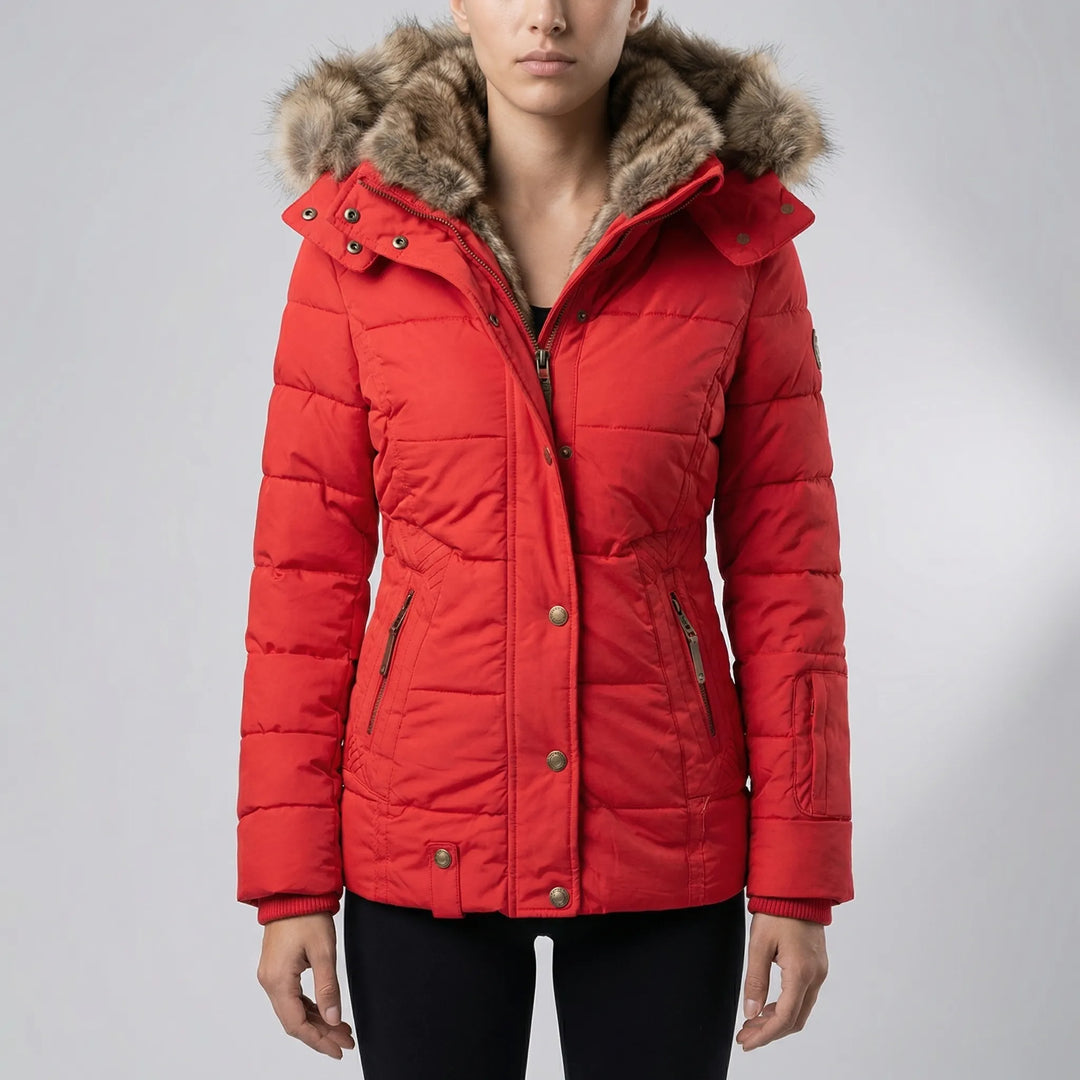 Velurna - Slim Fit Quilted Hooded Parka