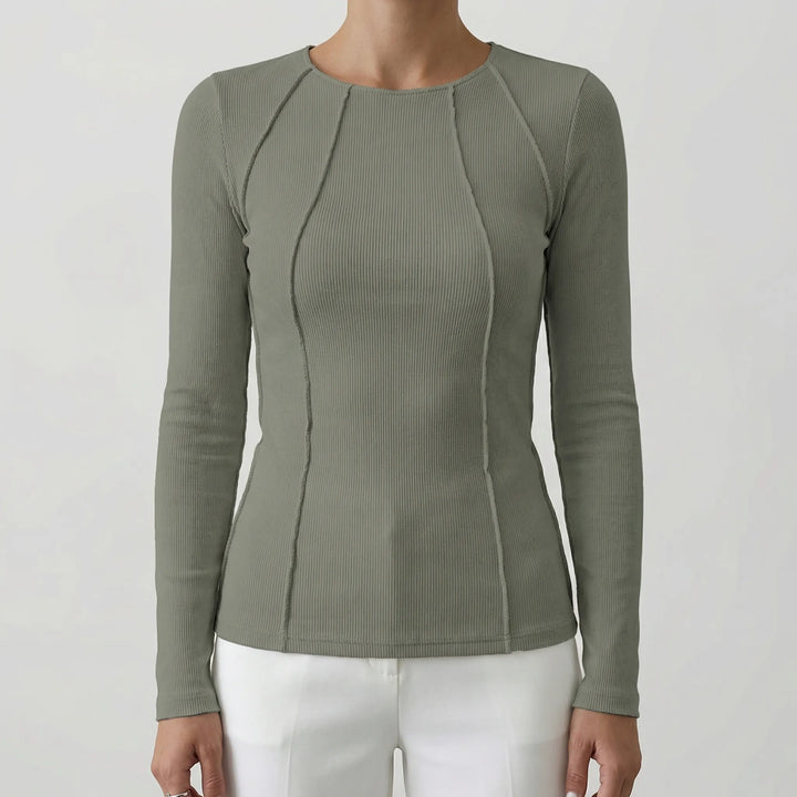 Velurne - Fitted Ribbed Long-Sleeve Crop Top