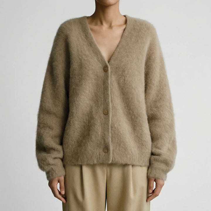Veluxen - Oversized Button-Front Knit Cardigan