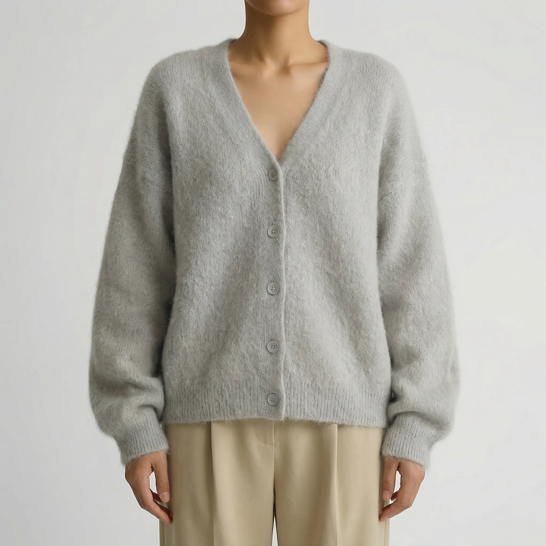 Veluxen - Oversized Button-Front Knit Cardigan