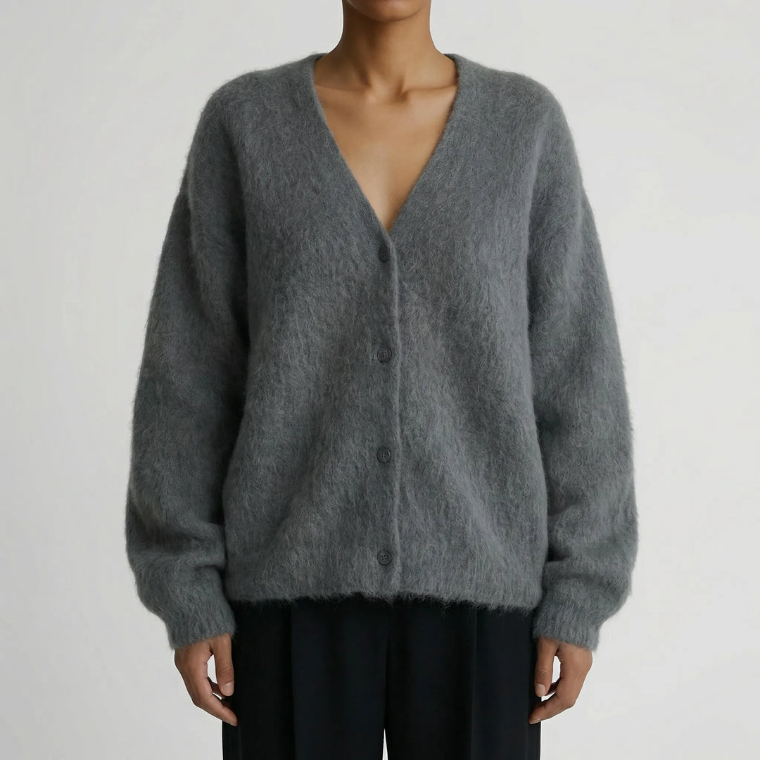 Veluxen - Oversized Button-Front Knit Cardigan