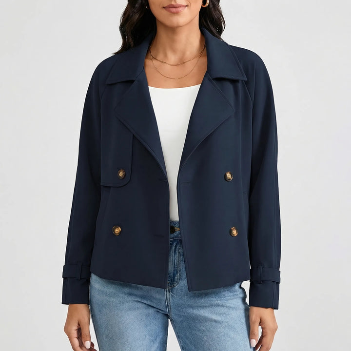 Velvona - Double-Breasted Cropped Blazer Jacket