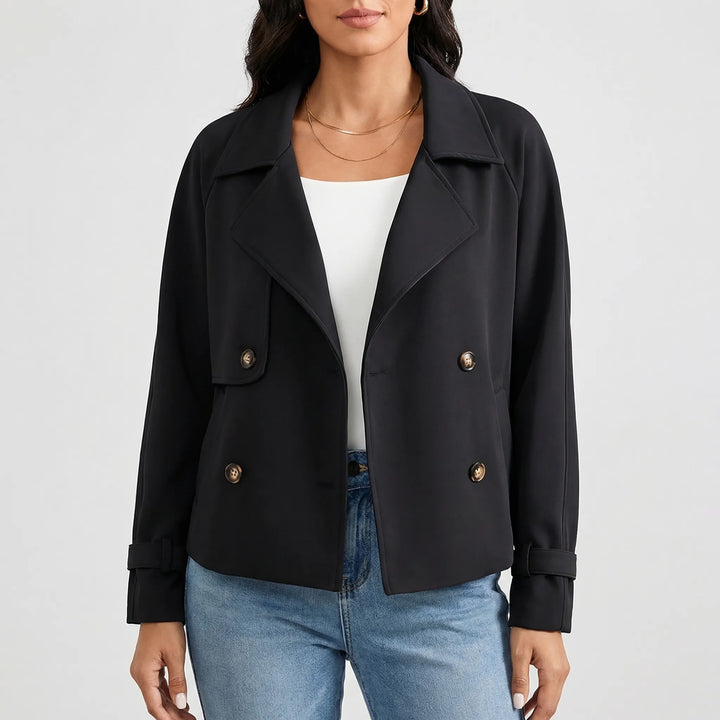 Velvona - Double-Breasted Cropped Blazer Jacket