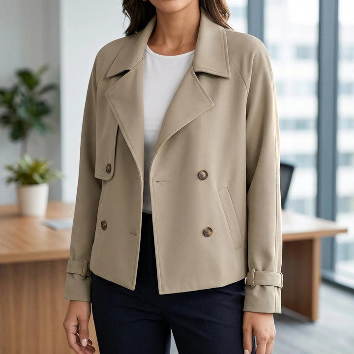 Velvona - Double-Breasted Cropped Blazer Jacket
