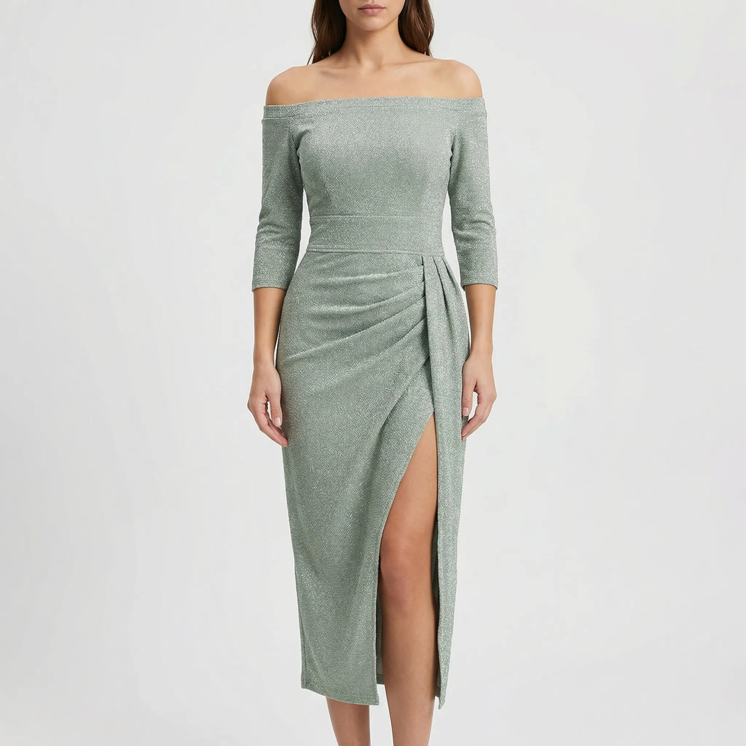 Velynda - Off-Shoulder Bodycon Midi Dress