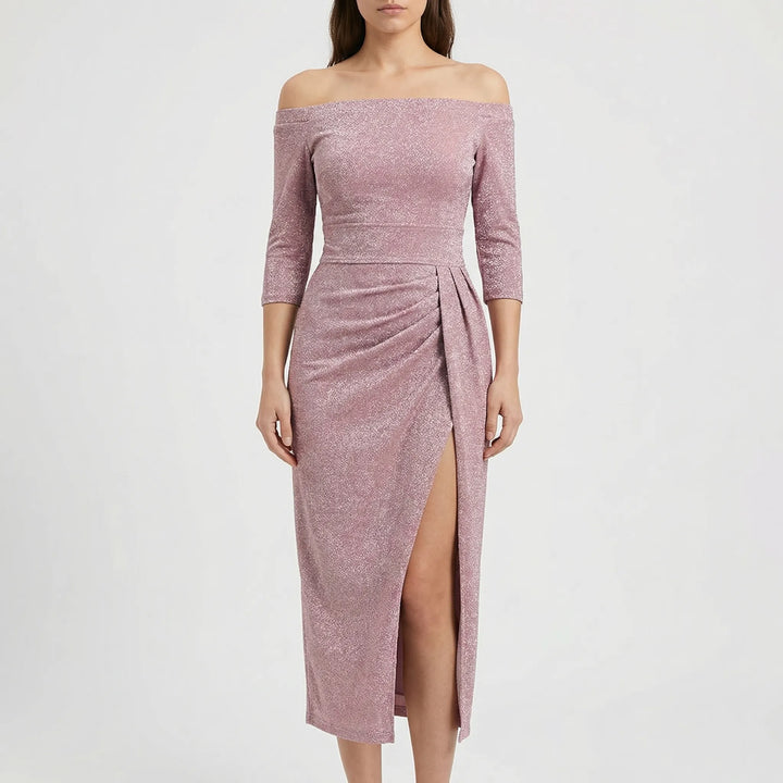 Velynda - Off-Shoulder Bodycon Midi Dress