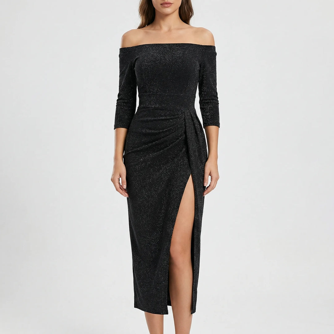 Velynda - Off-Shoulder Bodycon Midi Dress