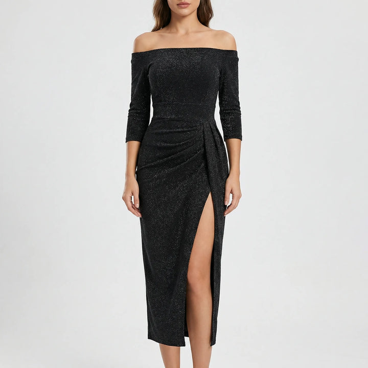 Velynda - Off-Shoulder Bodycon Midi Dress