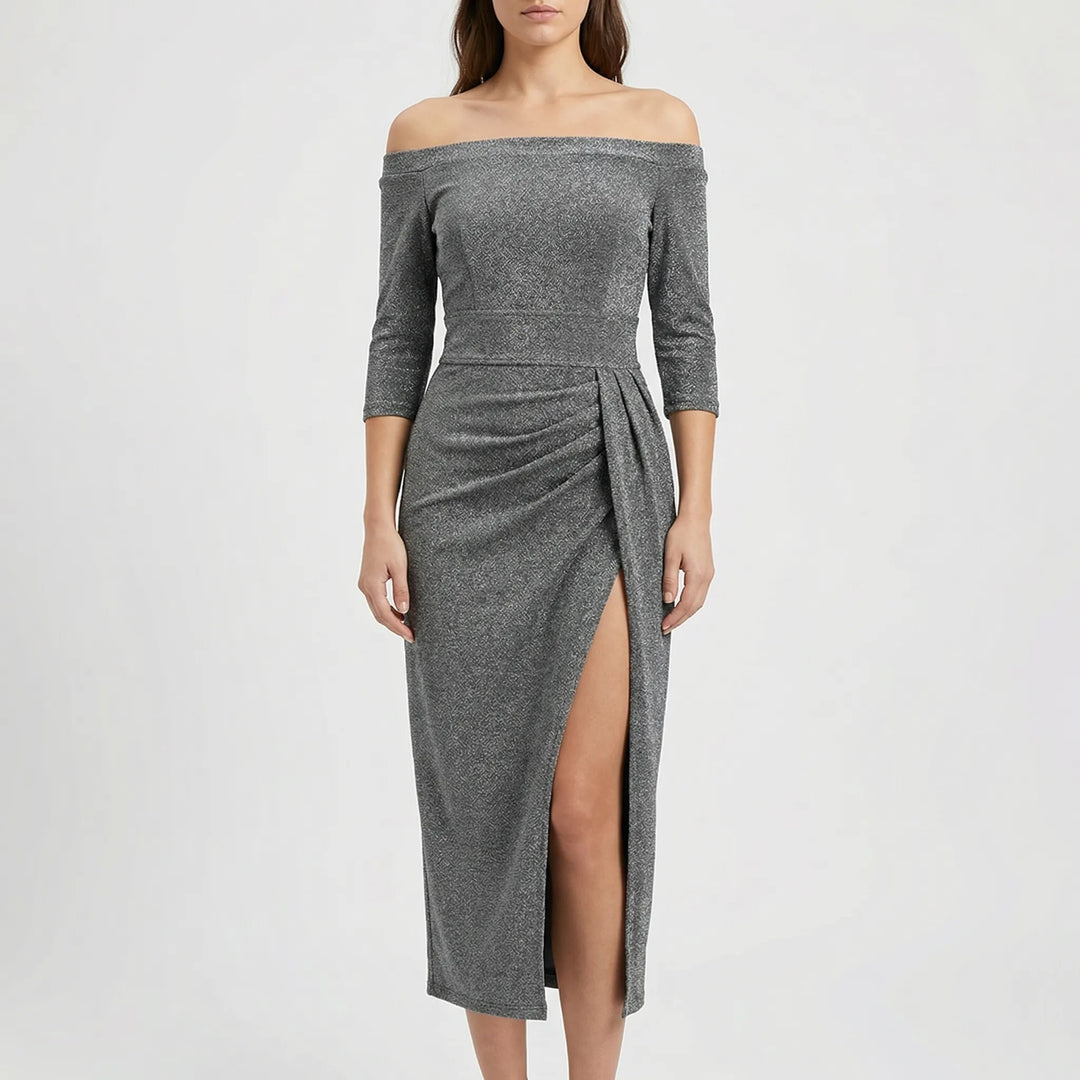 Velynda - Off-Shoulder Bodycon Midi Dress