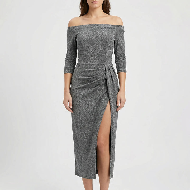 Velynda - Off-Shoulder Bodycon Midi Dress
