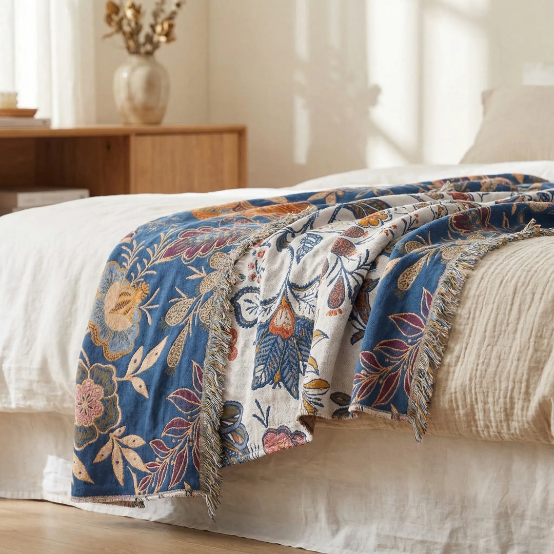 Verdura - Reversible Floral Print Throw Blanket