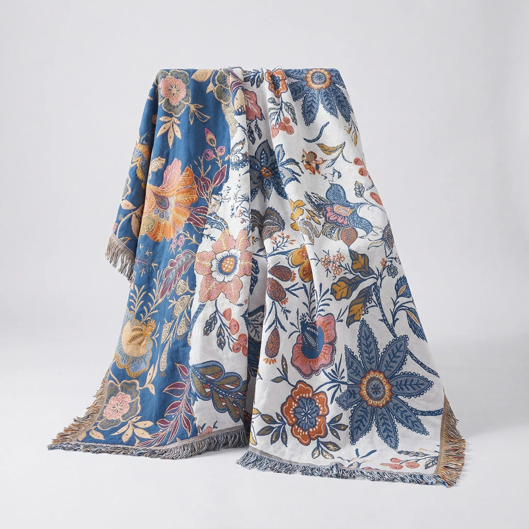 Verdura - Reversible Floral Print Throw Blanket