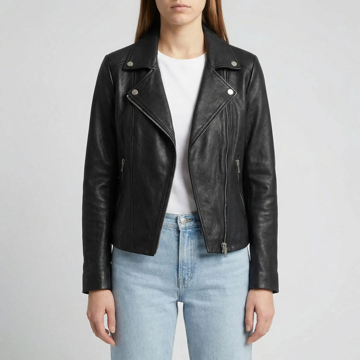 Vexara - Cropped Moto-Style Zip-Up Jacket