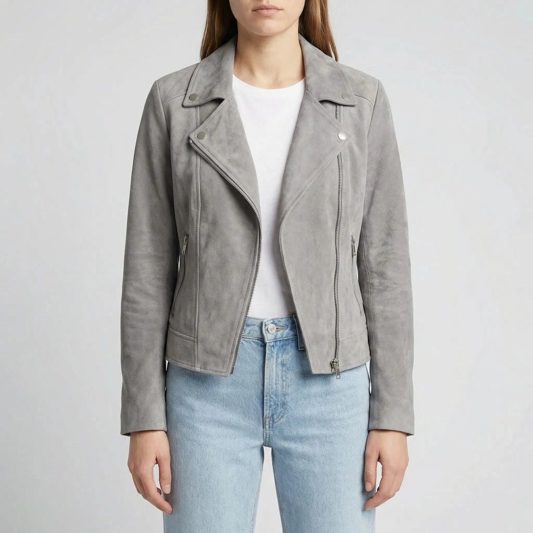 Vexara - Cropped Moto-Style Zip-Up Jacket