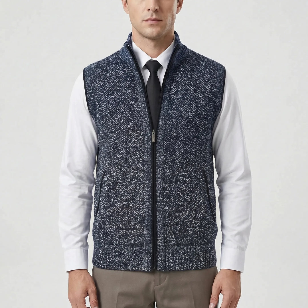 Vexlon - Zip-Front Sleeveless Knit Vest