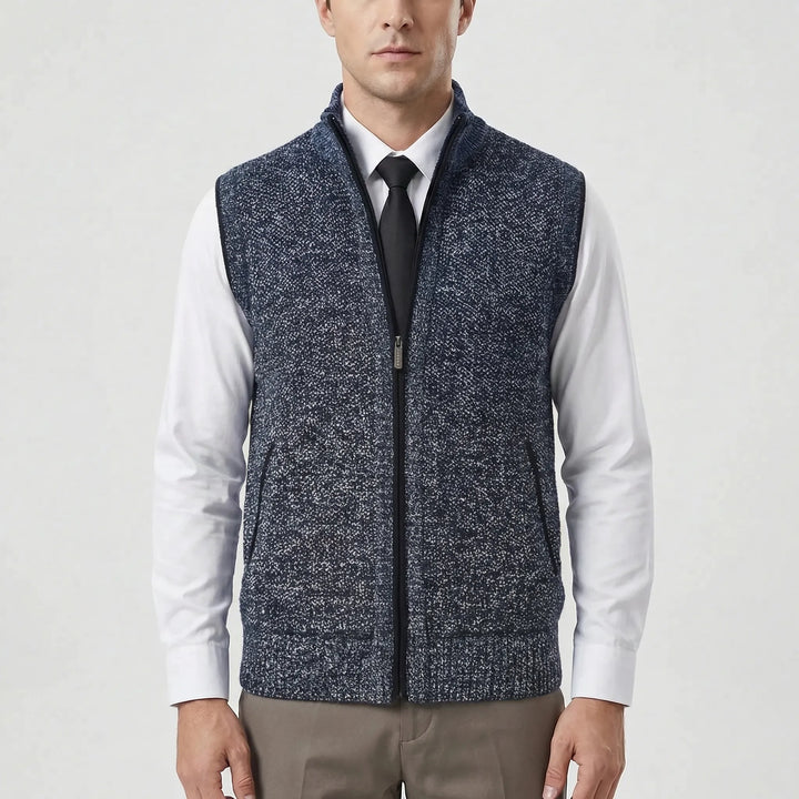 Vexlon - Zip-Front Sleeveless Knit Vest