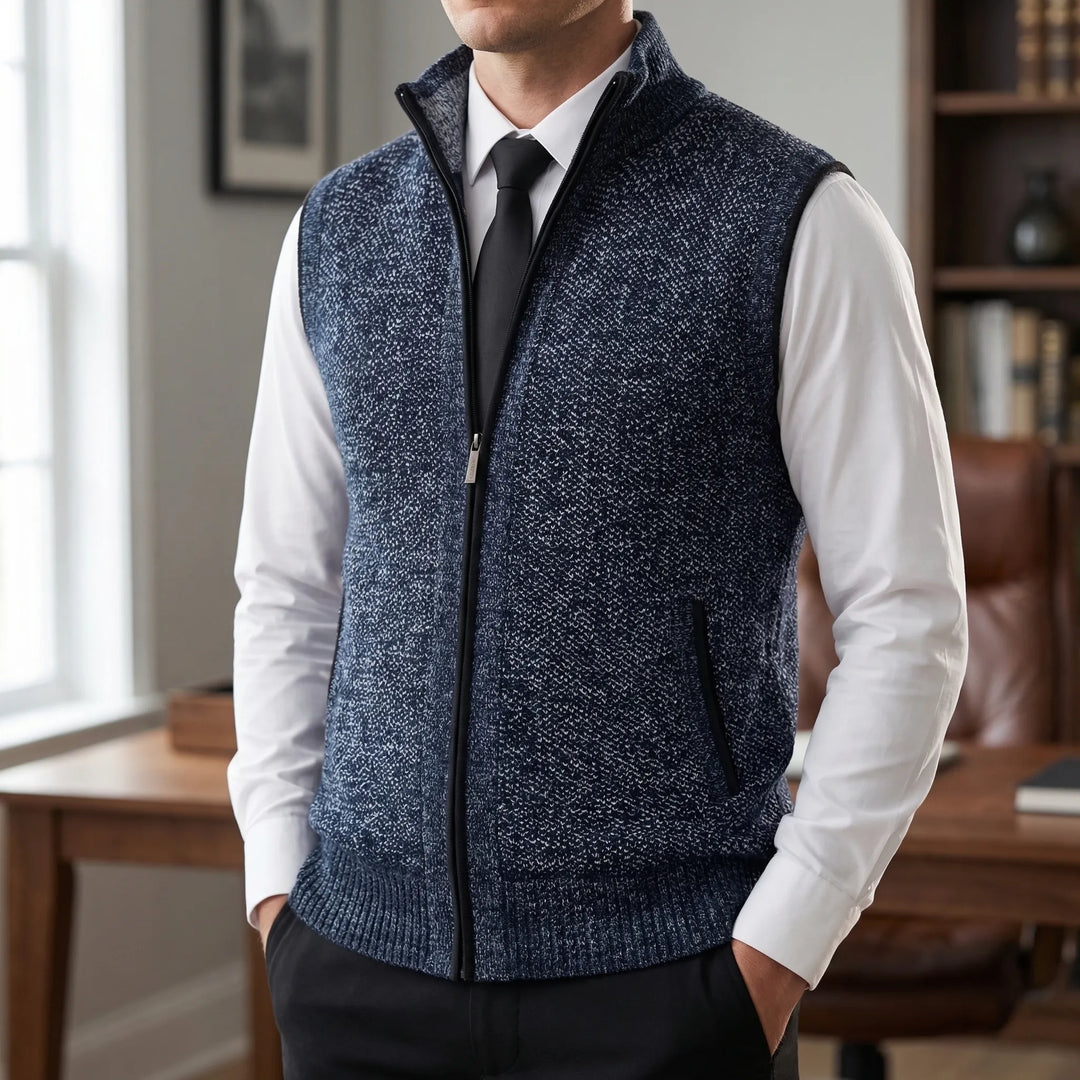 Vexlon - Zip-Front Sleeveless Knit Vest