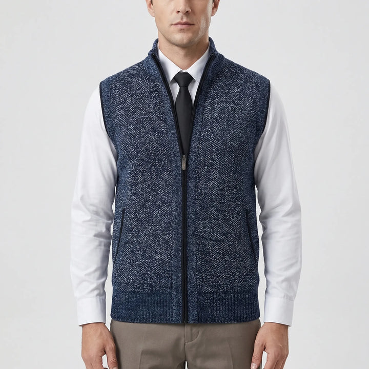 Vexlon - Zip-Front Sleeveless Knit Vest