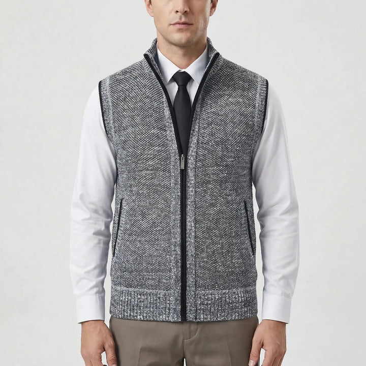Vexlon - Zip-Front Sleeveless Knit Vest