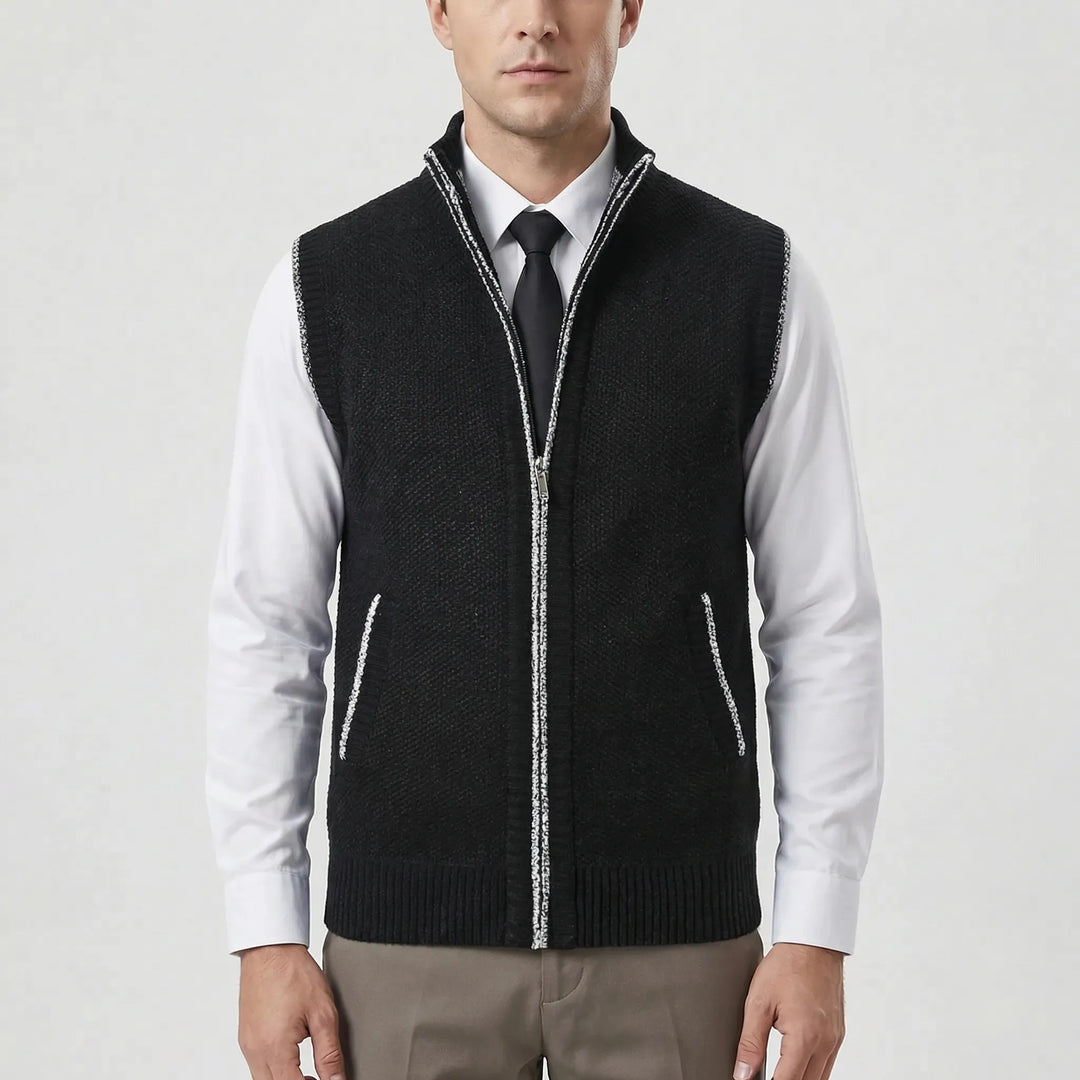 Vexlon - Zip-Front Sleeveless Knit Vest