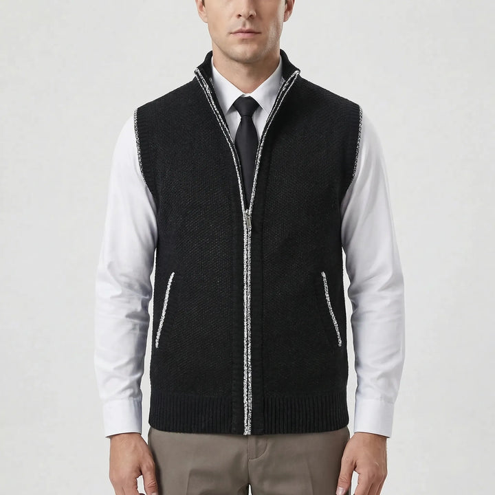Vexlon - Zip-Front Sleeveless Knit Vest