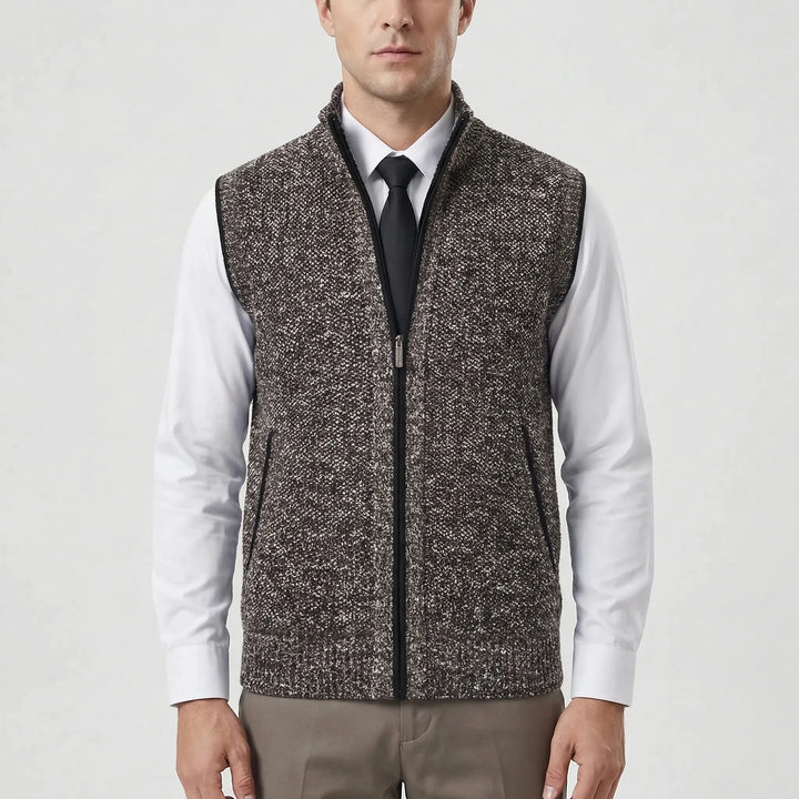 Vexlon - Zip-Front Sleeveless Knit Vest