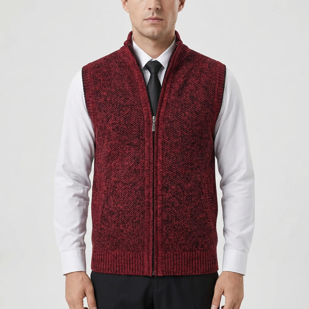 Vexlon - Zip-Front Sleeveless Knit Vest