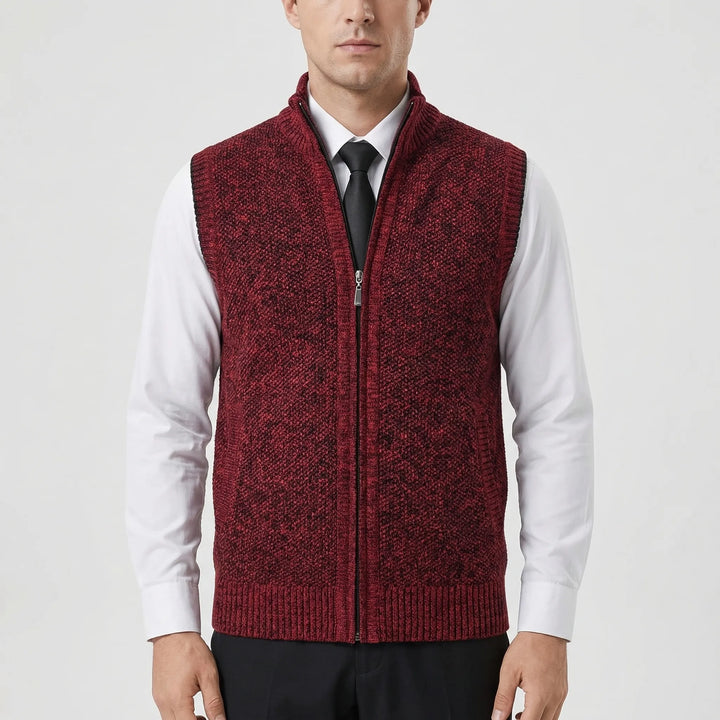 Vexlon - Zip-Front Sleeveless Knit Vest