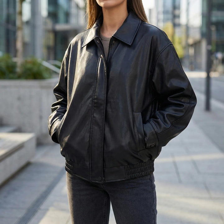 Vexora - Oversized Zip-Up Bomber Jacket