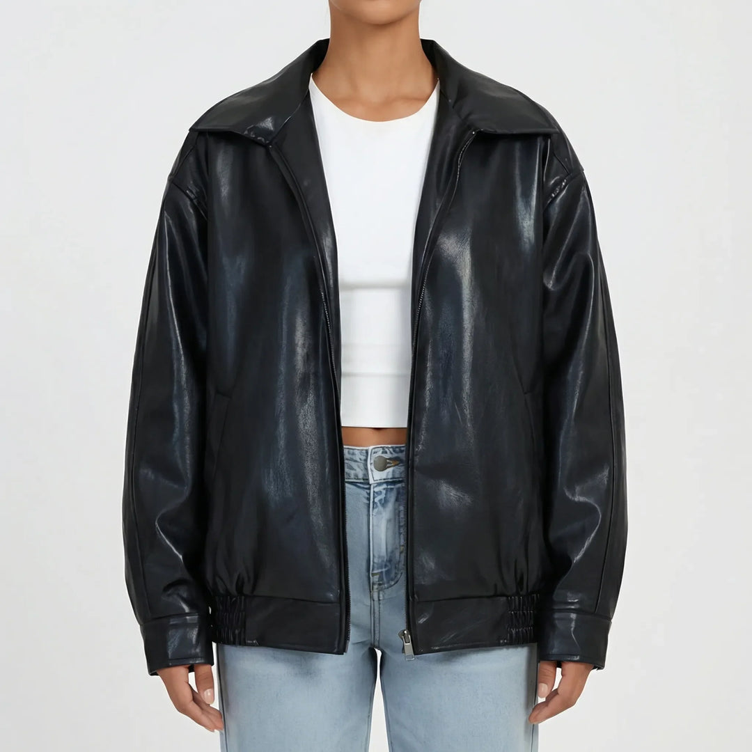 Vexora - Oversized Zip-Up Bomber Jacket