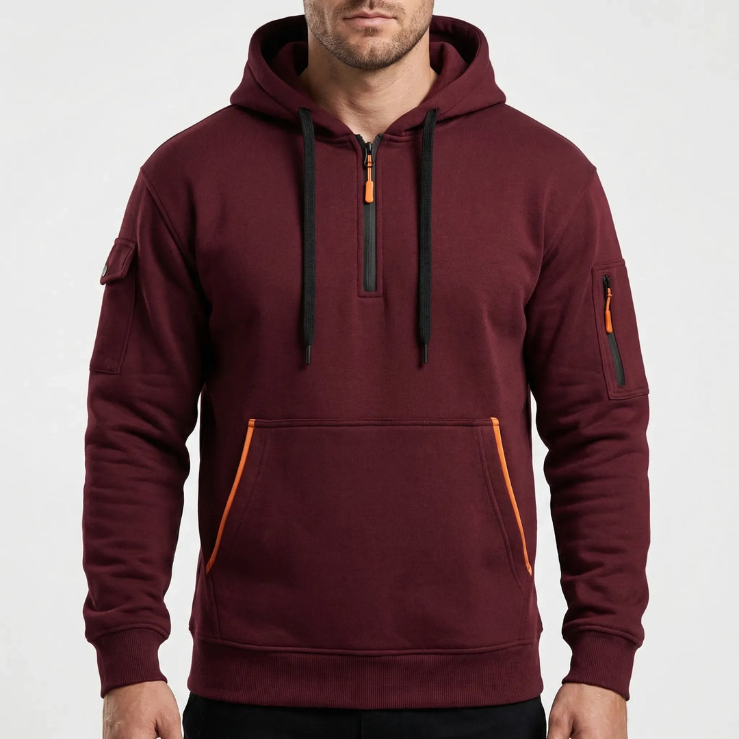 Vexuro - Quarter-Zip Hooded Sweatshirt For Men