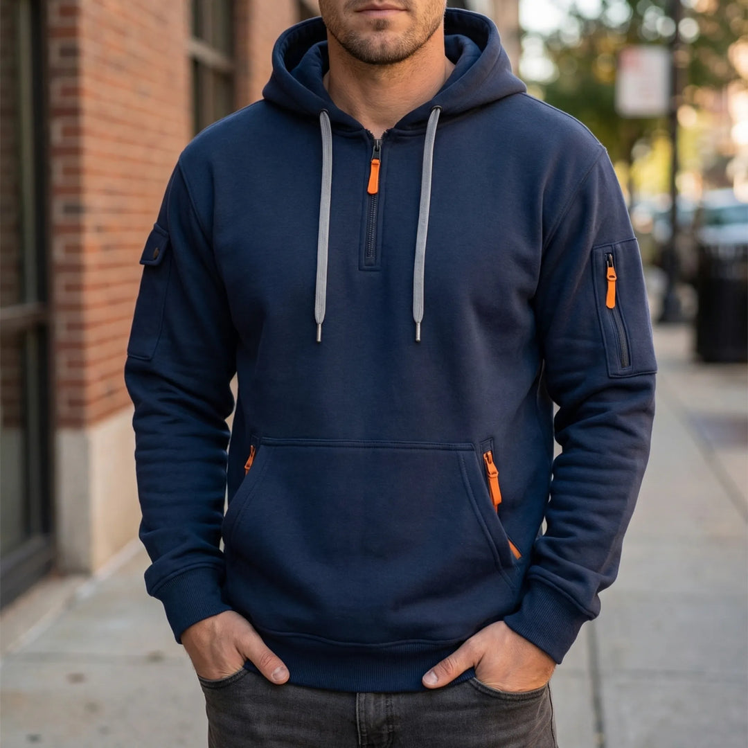 Vexuro - Quarter-Zip Hooded Sweatshirt For Men