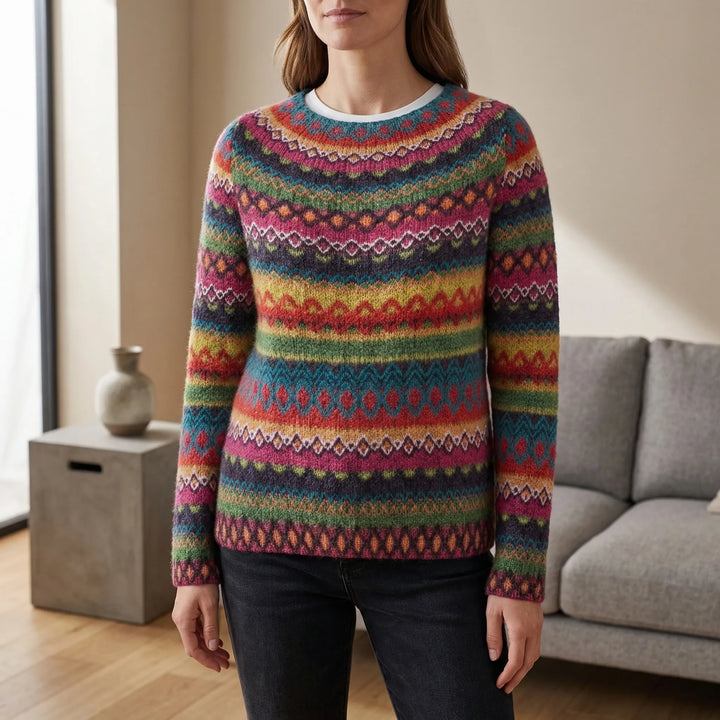 Vibrella - Multicolor Fair Isle Knit Pullover