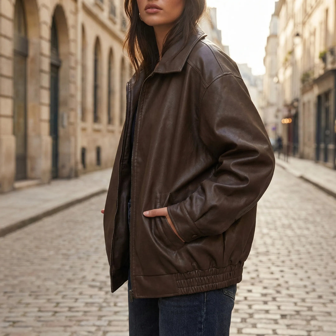 Voxara - Oversized Zip-Up Bomber Jacket
