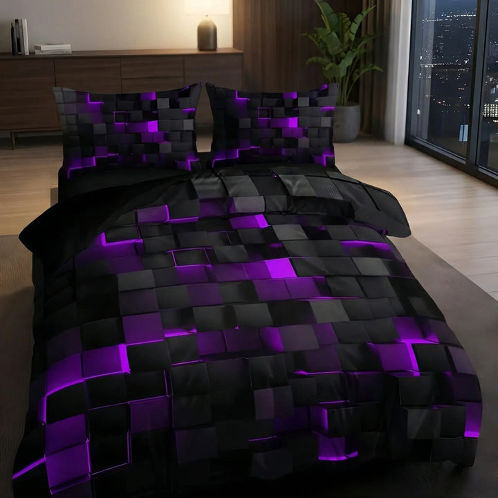 Voxlura - 3D Geometric Print Duvet Cover Set