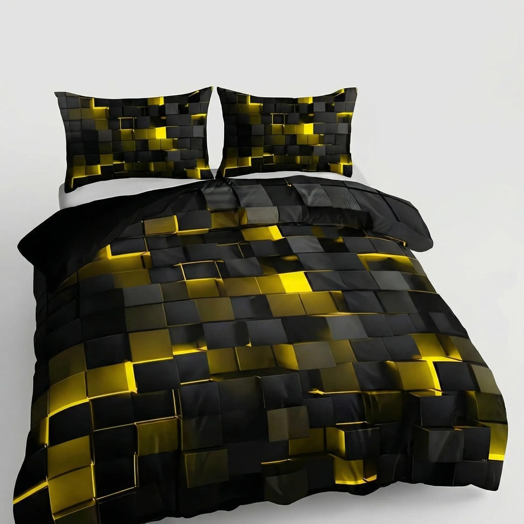 Voxlura - 3D Geometric Print Duvet Cover Set