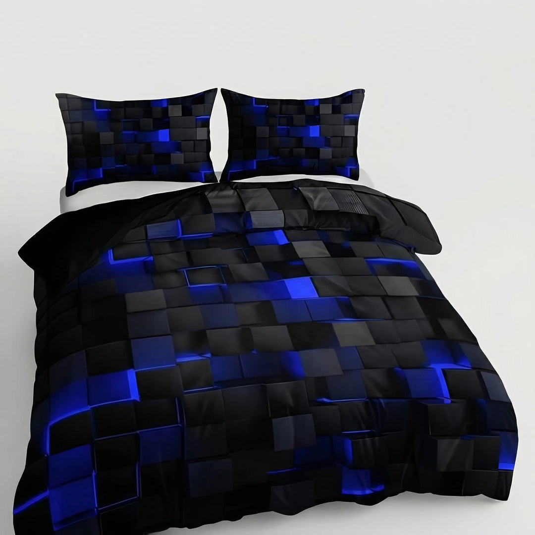 Voxlura - 3D Geometric Print Duvet Cover Set