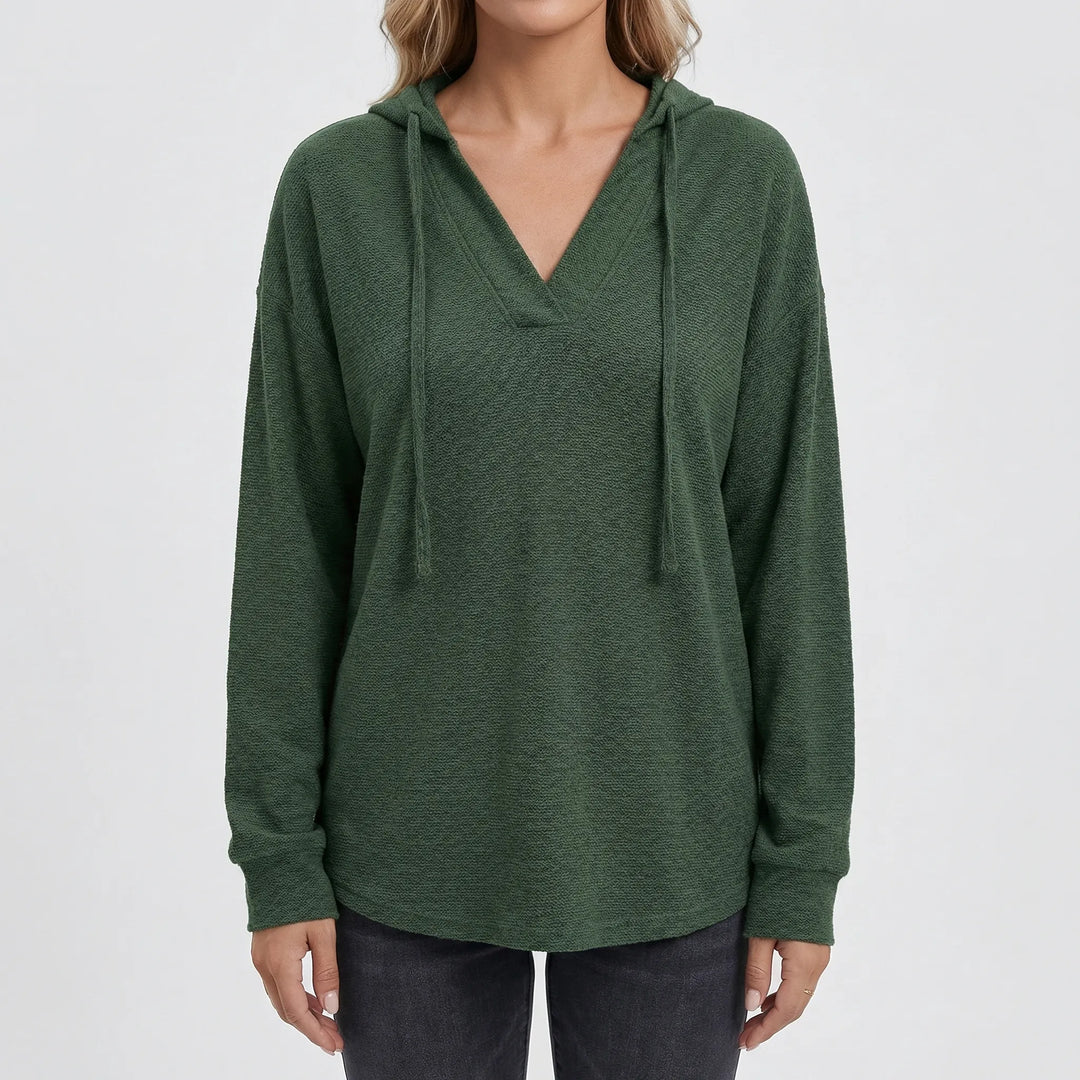 Vreluxe - Oversized V-Neck Hoodie Sweater