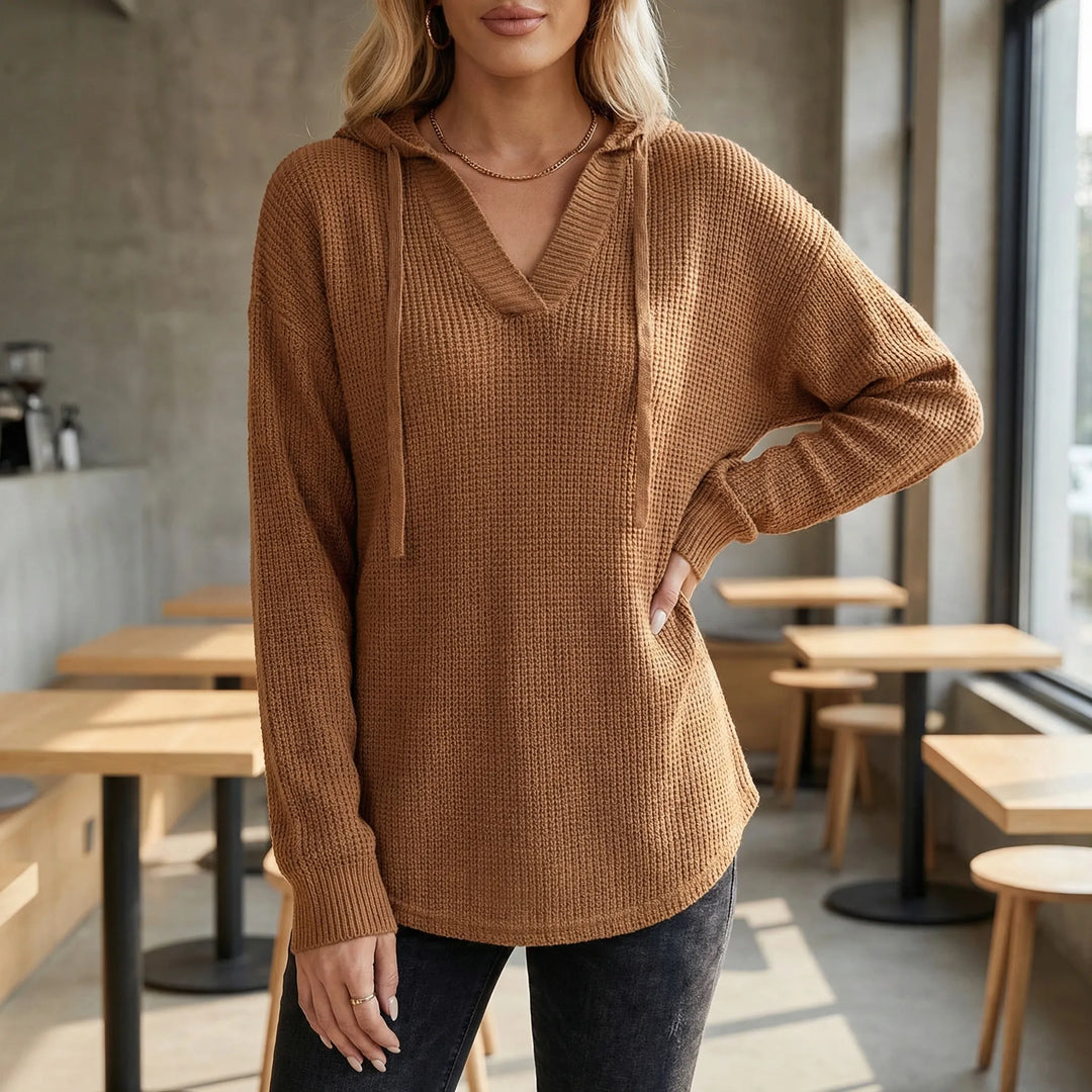 Vreluxe - Oversized V-Neck Hoodie Sweater