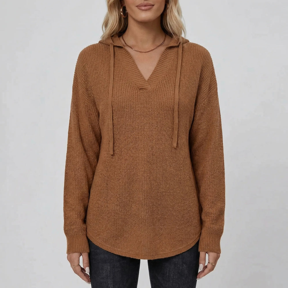 Vreluxe - Oversized V-Neck Hoodie Sweater