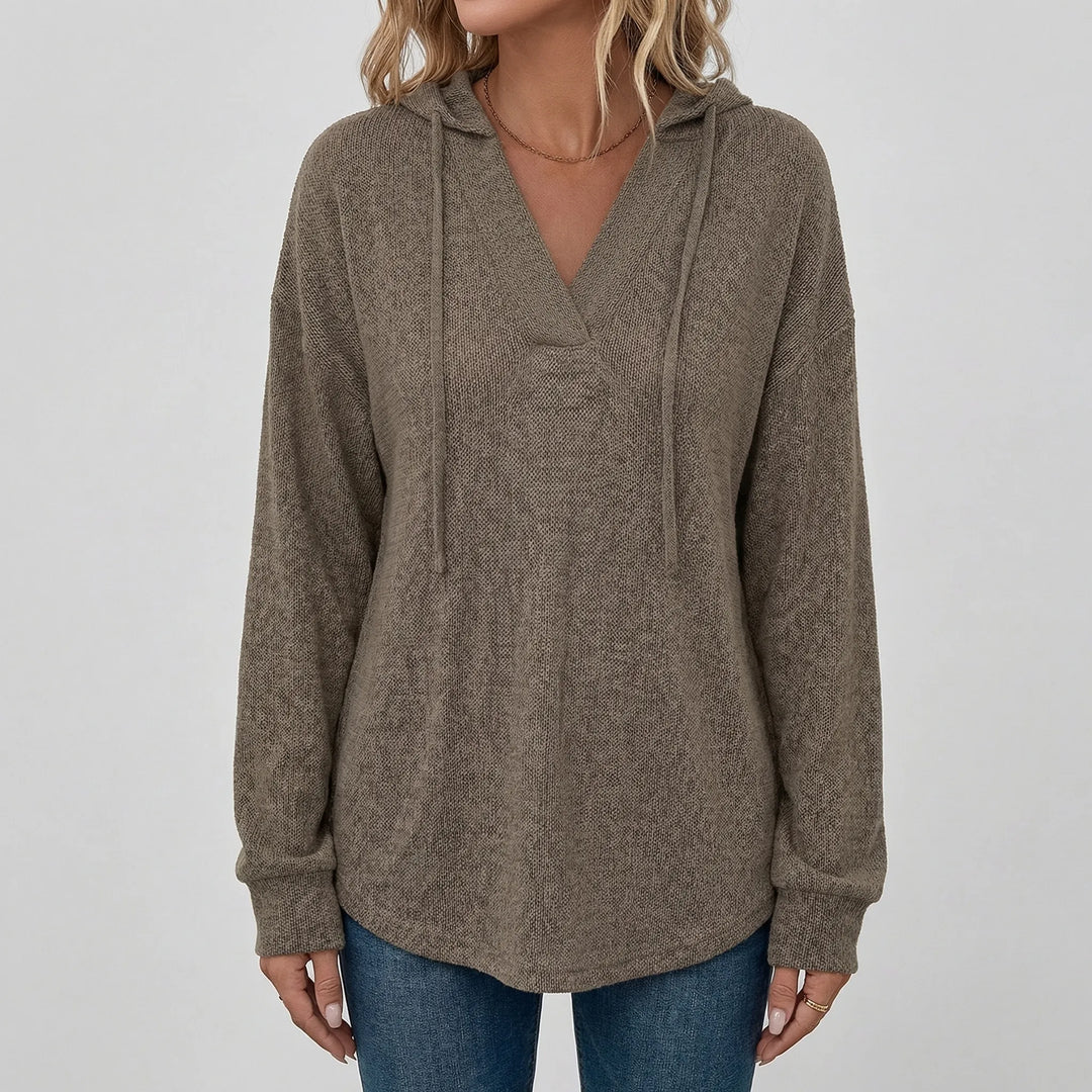 Vreluxe - Oversized V-Neck Hoodie Sweater