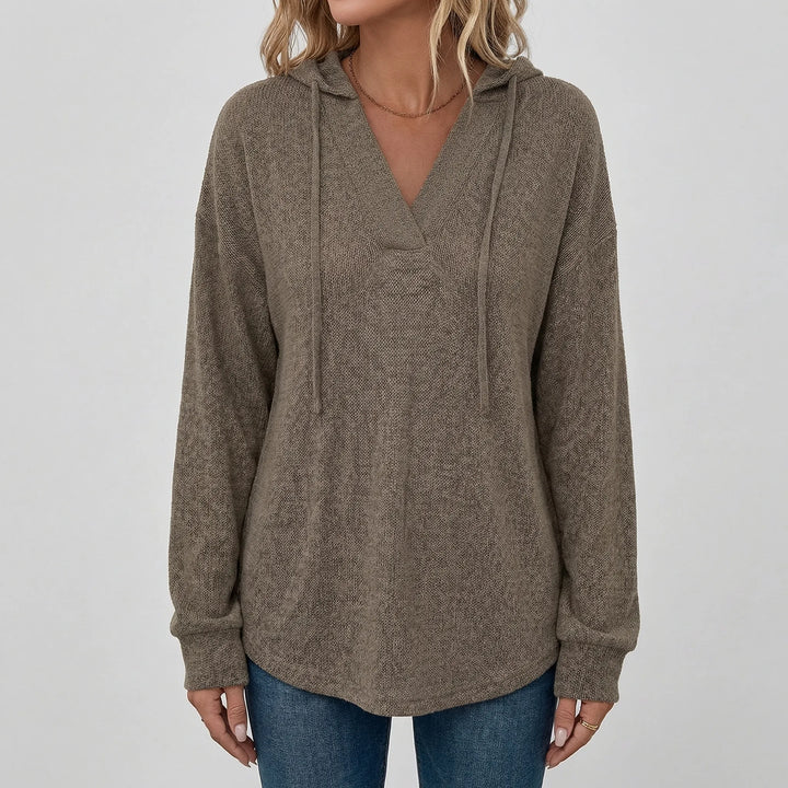 Vreluxe - Oversized V-Neck Hoodie Sweater