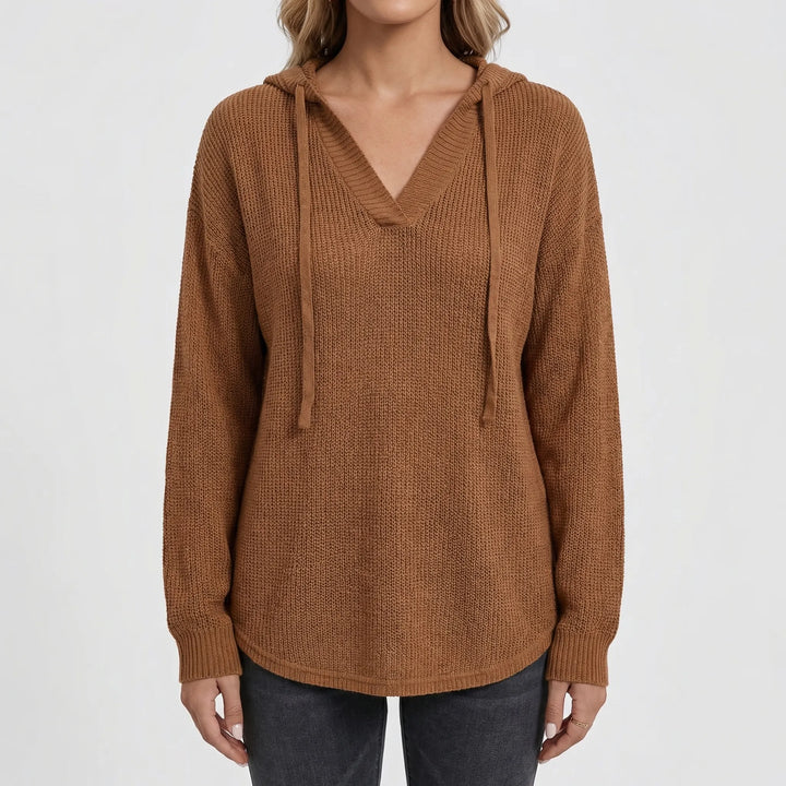 Vreluxe - Oversized V-Neck Hoodie Sweater