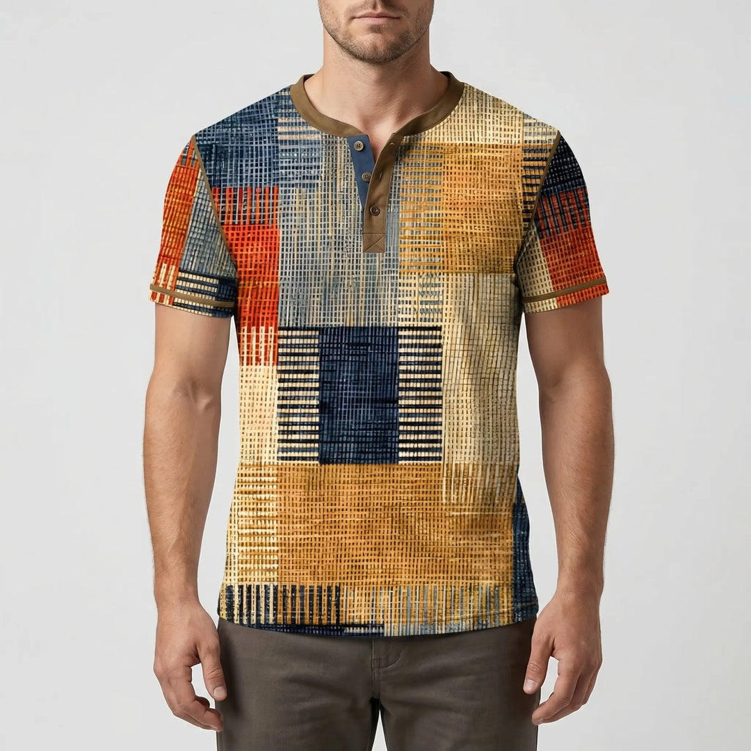 Wafflox - Colorblock Waffle Knit Short Sleeve Shirt