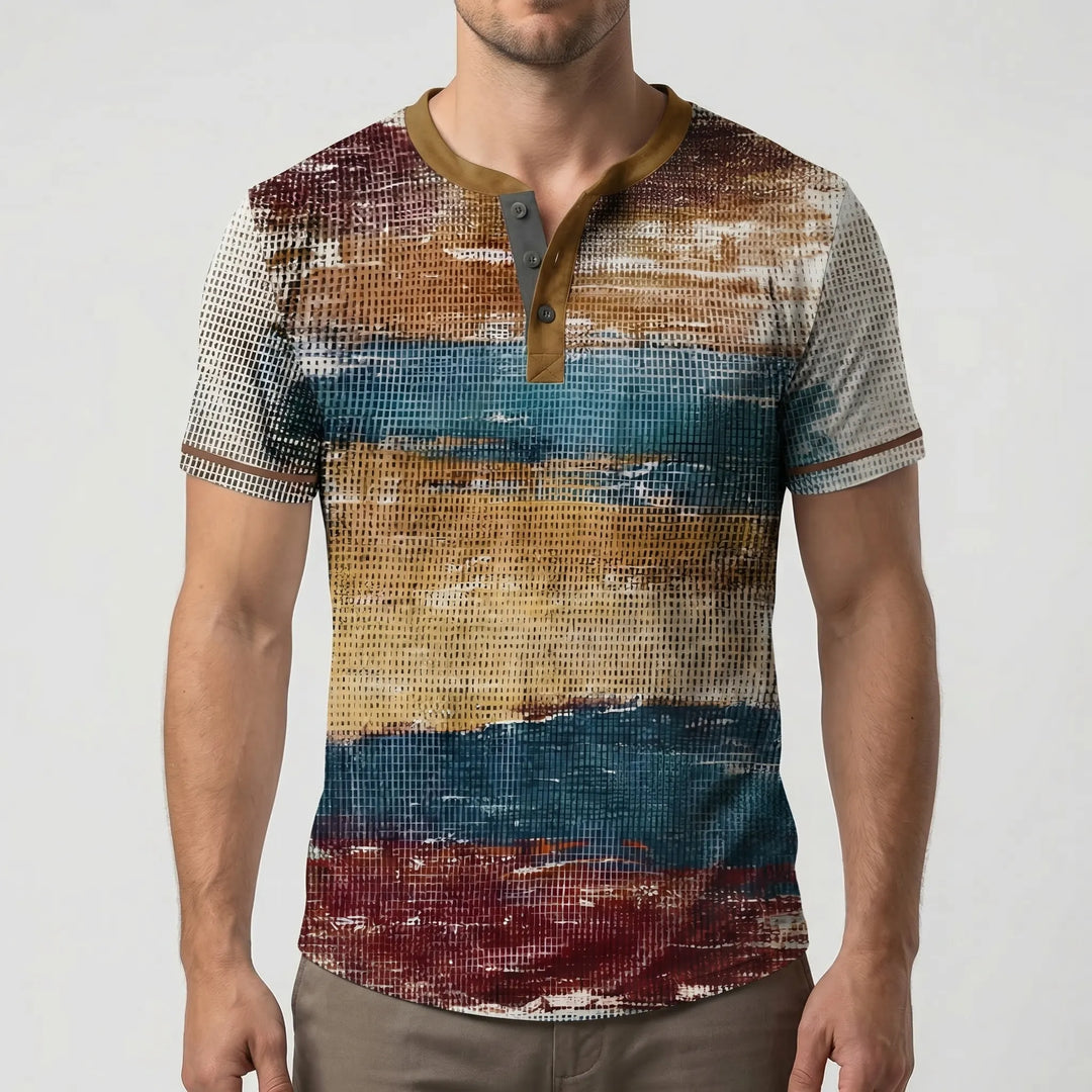 Wafflox - Colorblock Waffle Knit Short Sleeve Shirt