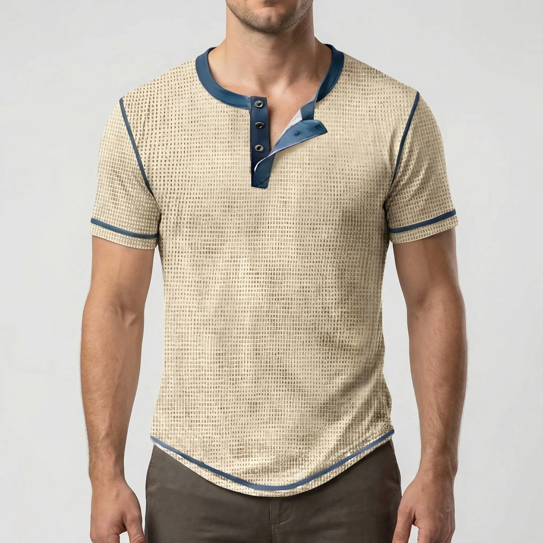 Wafflox - Colorblock Waffle Knit Short Sleeve Shirt